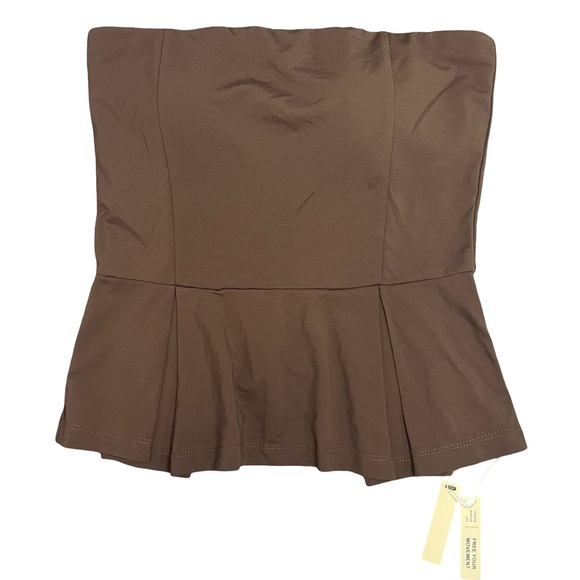 OGL Tops - OGL Move Strapless Peplum Active Top Brown NWT Size Small